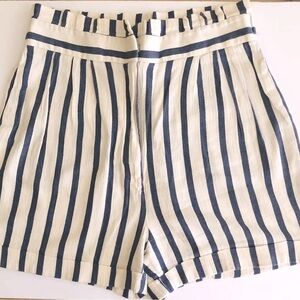 ZARA Basic Women’s High Waist Paperbag Linen Shorts Size M Elastic Waistband